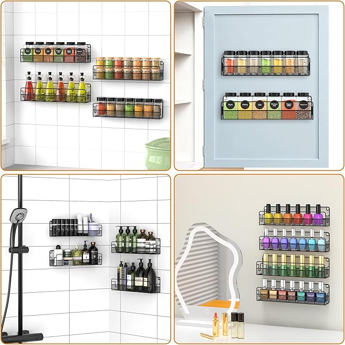 Wall Mounted Spice Rack Organizer, Pantry Door Organizer & Hanging Storage - Image 6