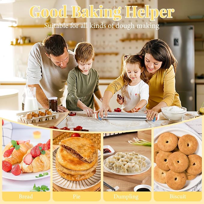 Adjustable Rolling Pin with 4 Thickness Rings - Image 6