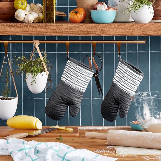 KitchenAid Albany Oven Mitt 2-Pack Set, Charcoal Grey - Image 2