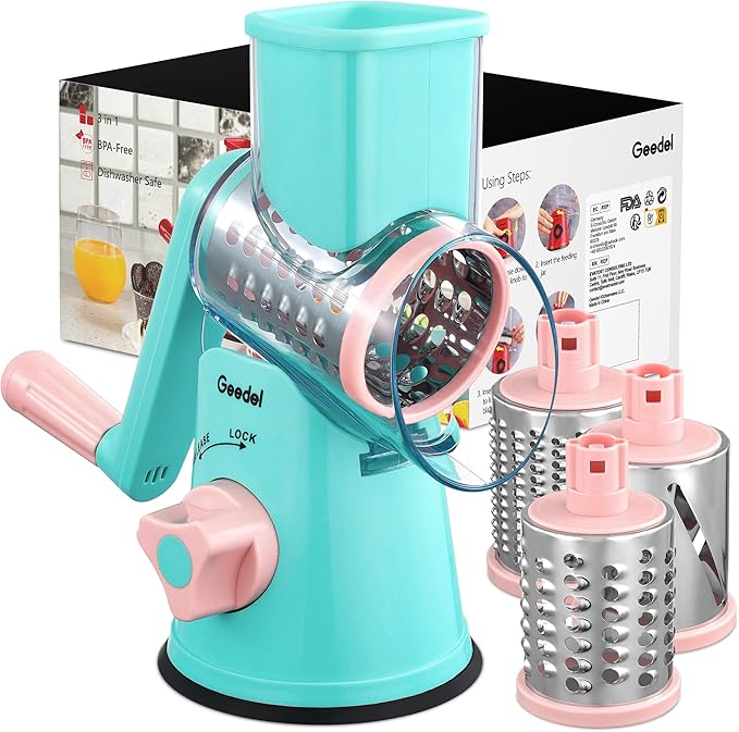 Geedel Rotary Cheese Grater, Kitchen Mandoline Vegetable Slicer by Geedel