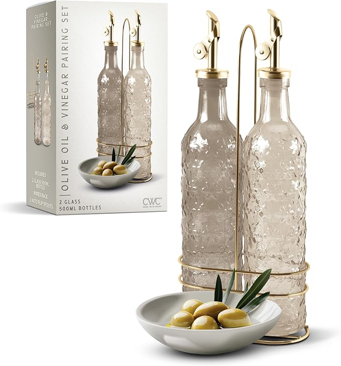 COOK WITH COLOR Glass Olive Oil Bottle Dispenser by CookwithColor