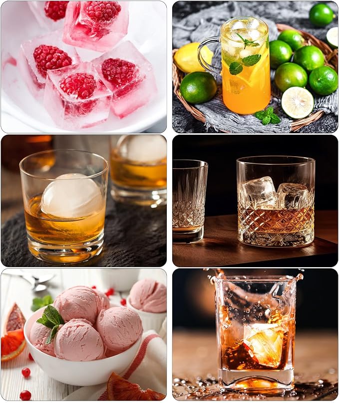 Silicone Large Ice Cube Molds, 6 Ice Ball Maker Mold, 6 Square Ice Cube Mold，4 - Image 8