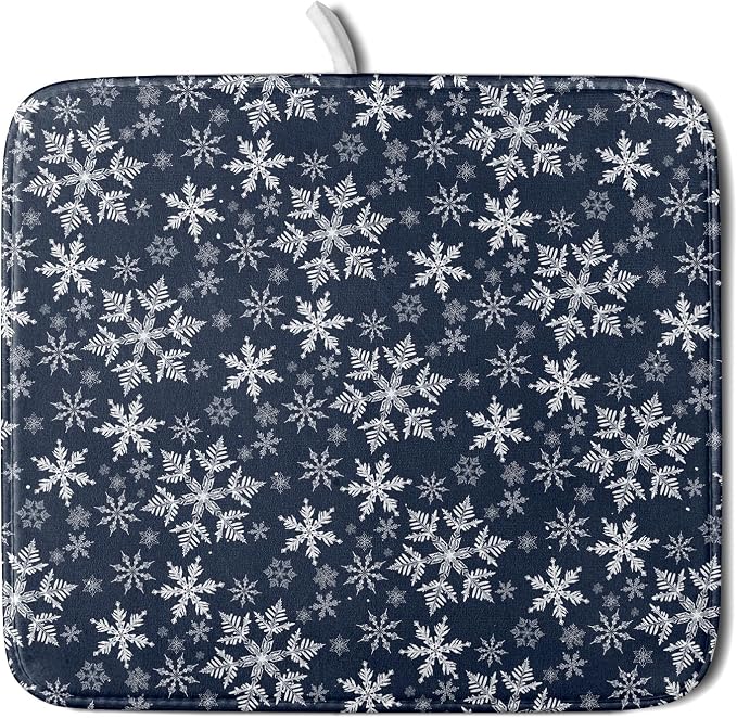 Christmas Dish Drying Mat for Kitchen Counter 18x16 Inch Xmas Snowflake Drying by Trongr