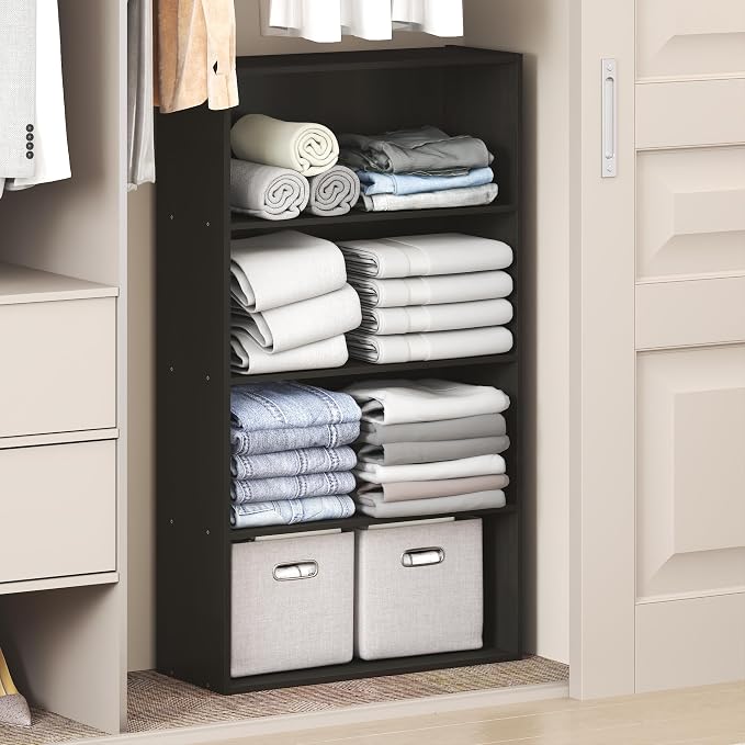 Furinno Reed Closet Organizers and Storage, 4-Tier Closet Organizer, Open Shelf by Furinno-FitsYourSpaceFitsYourBudget