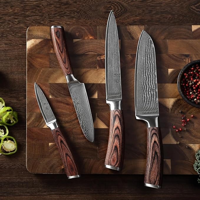 Wakoli EDIB 4-Piece Damascus Knife Set – Professional Kitchen Knife Set - Image 2