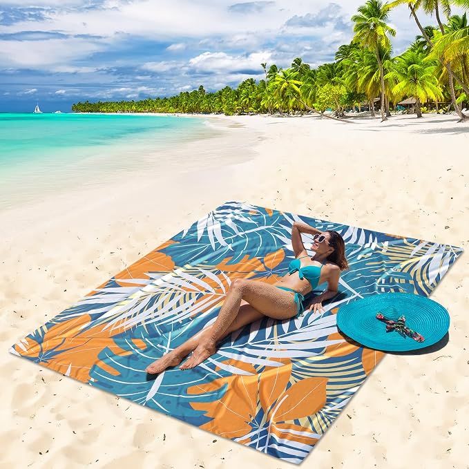 HIHOHO Beach Blanket Waterproof Sandproof Extra Large Beach Mat 79" X - Image 5