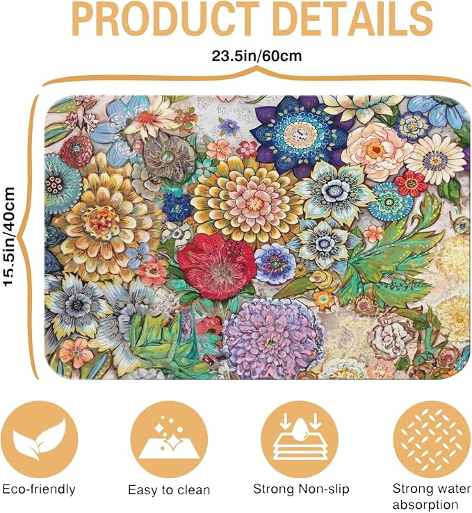 Kitchen Countertop Dish Drying Mat, Super Absorbent Coffee Bar Mat - Image 5