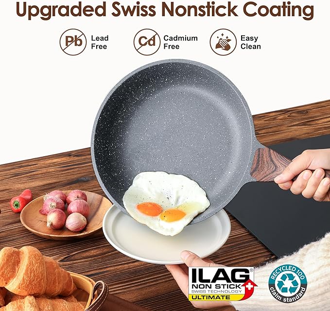 SENSARTE Nonstick Cookware Set 16-Piece, Healthy Pots and Pans Set, Non-stick - Image 2