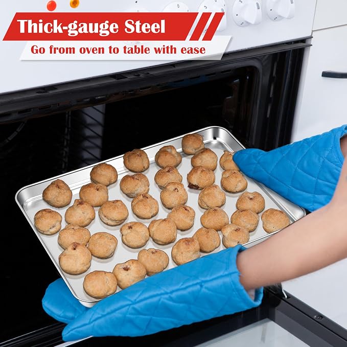 E-far Cookie Sheet for Baking, 18”x13” Stainless Steel Baking Sheet Pan for Oven - Image 3