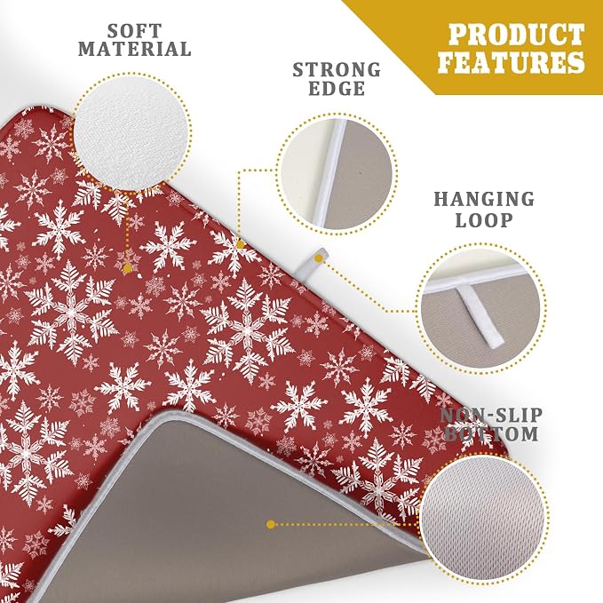 Christmas Dish Drying Mat for Kitchen Counter 24x18 Inch Xmas Snowflake Drying - Image 3