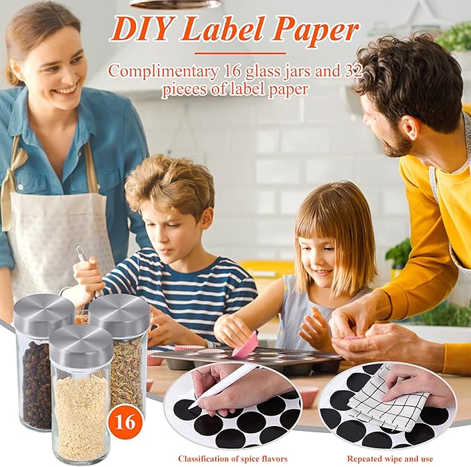 DOUBLE 2 C Revolving Countertop Spice Rack Stainless Steel Seasoning Storage - Image 4