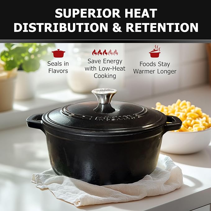 MUELLER HOME 6 Quart Enameled Cast Iron Pot Dutch Oven, Heavy-Duty Oven-Safe up - Image 4