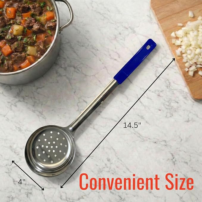 8 Ounce Slotted Stainless Steel Portion Control Ladle Spoon - Image 6