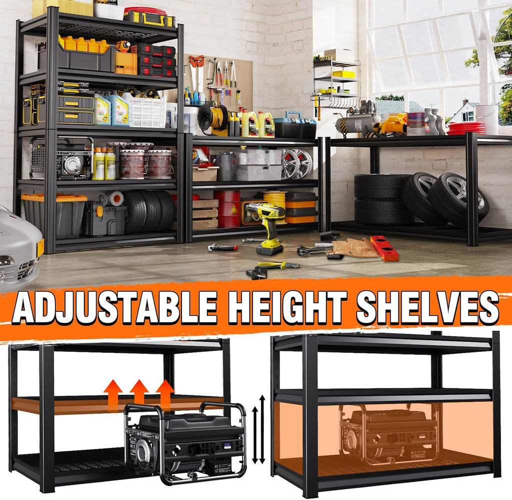 71"H Garage Shelving-3000LBS 5 Tier Storage Shelves,Adjustable Heavy