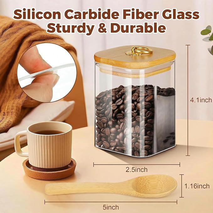holoith Glass Jars with Bamboo Lids and Spoons, 16 oz Glass Storage Containers - Image 3