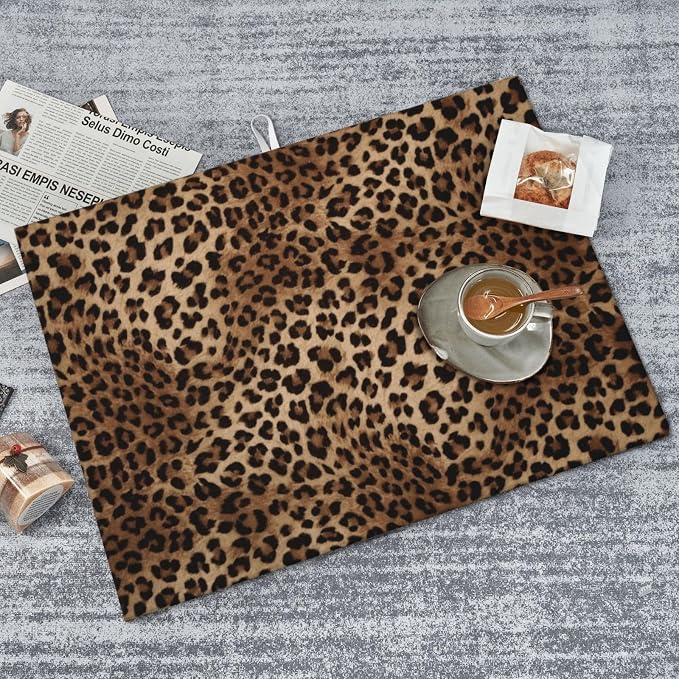 Brown Leopard Dish Drying Mat Black Cheetah Skin Wild Animal Print Drying Rack - Image 7