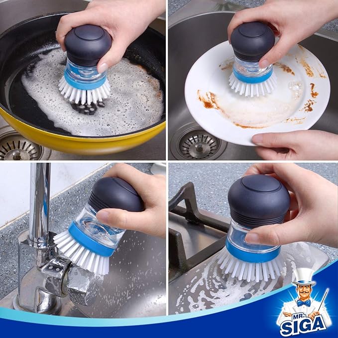 MR.SIGA Soap Dispensing Palm Brush, Kitchen Brush - Image 6