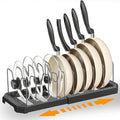 Adjustable Pot Lid Organizer Rack, 9 Compartments Cabinet Storage Holder by Hemisol
