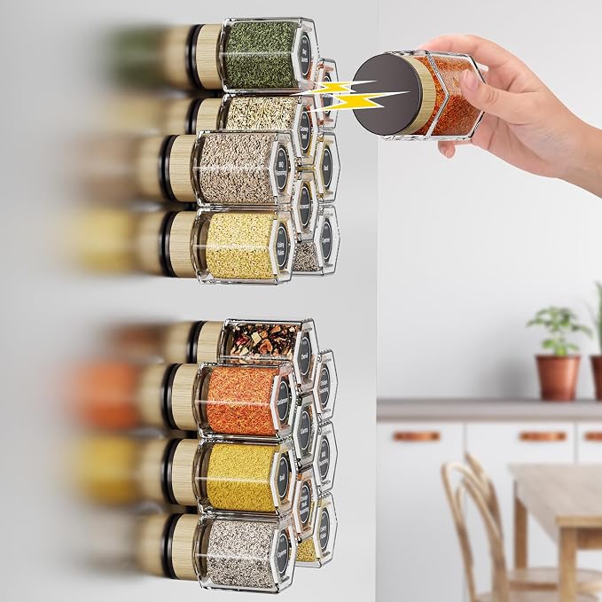 Vetacsion Set of 18 Magnetic Glass Spice Tins - Image 7