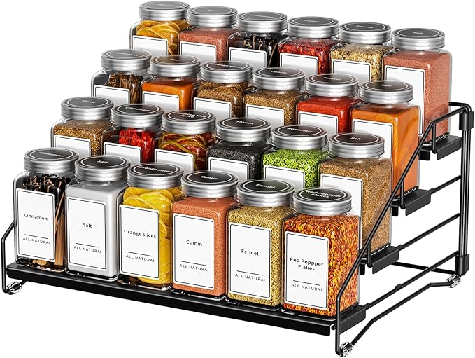 BOIVSHI 4 Tier Spice Rack for Cabinet, Spice Rack Organizer, Depth Adjustable by BOIVSHI