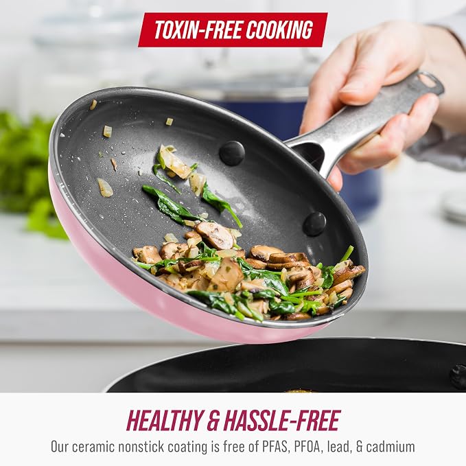 Blue Diamond 8" Nonstick Frying Pan Skillet, Ceramic Diamond Infused PFAS-Free - Image 5