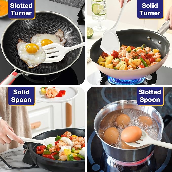 P&P CHEF Kitchen Utensil Set, 4 Pieces Non-stick Silicone Cooking Utensils - Image 4