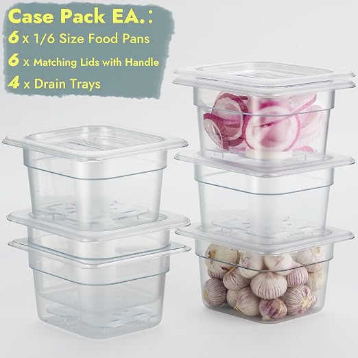 CURTA 6-Pack 1/6 Size 4" Deep NSF Polycarbonate Food Pans - Image 3
