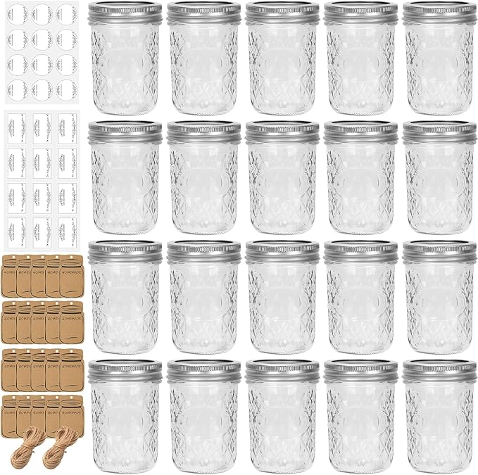 Eathtek 8 oz Mason Jars 20 Pack, 240ml Mini Canning Jars - Image 2