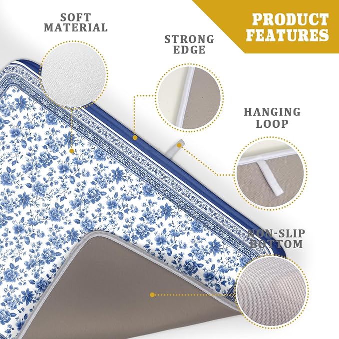 Blue Floral Branches Dish Drying Mat - Image 3