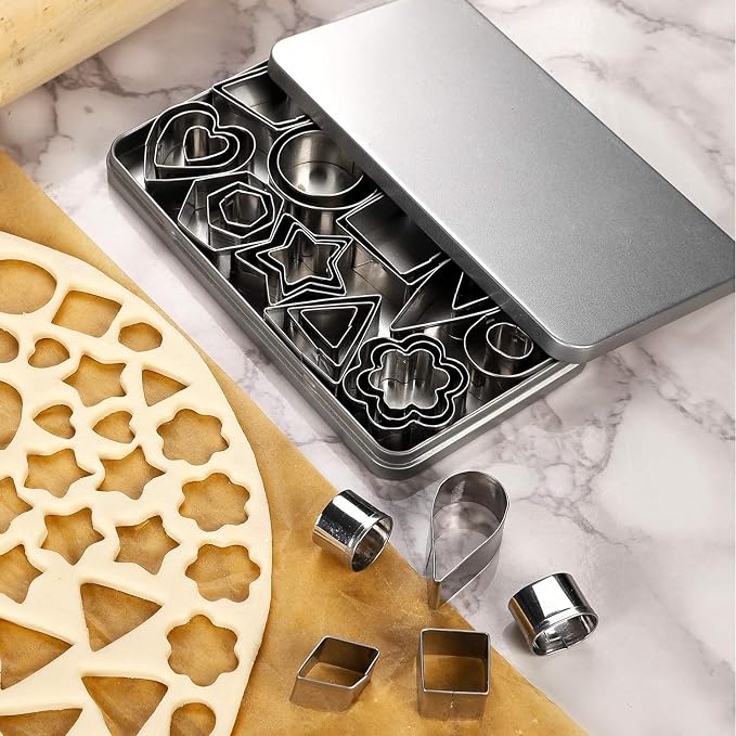 Mini Cookie Cutter Set, 30 Tiny Stainless Steel Cookie Stamps of Rectangle - Image 5