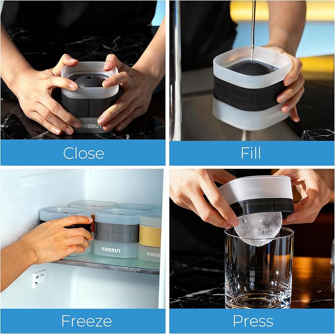 Easy Release Ice Ball Maker Mold, 4 Pack, 2.5 Inch Large Round Ice Cube Mold - Image 8