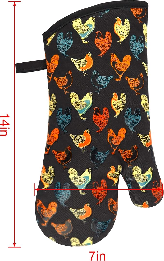 Oven Mitts Gloves 1 Pair Heat Resistant 480 ℉ Non Slip Clear Silicone Printed - Image 2