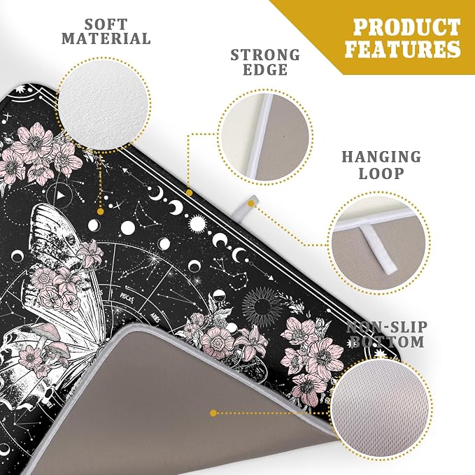 Skeleton Butterfly Dish Drying Mat Black Skull Absorbent Dish Drainer - Image 4