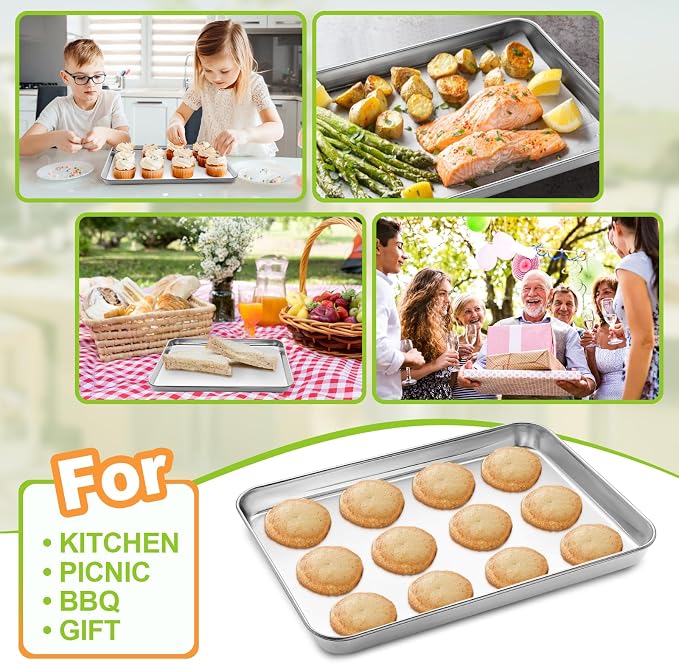 CEKEE Baking Sheet Set of 4, Stainless Steel Cookie Sheet & Baking Pan Tray - Image 5
