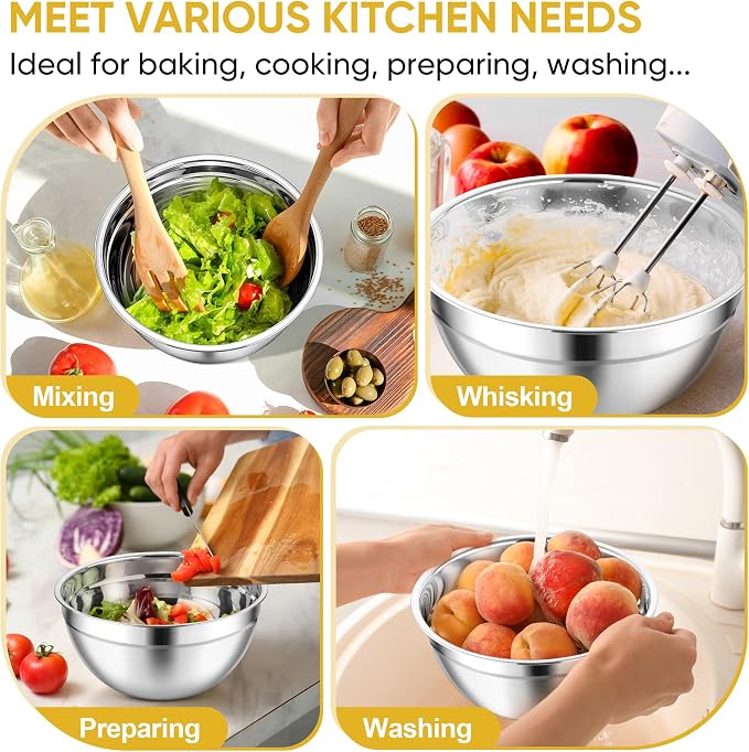 TeamFar Mixing Bowls, For Kitchen Mixing/Baking/Storing/Prepping, Visible & - Image 7