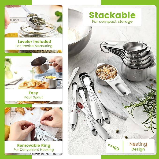 Spring Chef Stainless Steel Measuring Cups and Spoons Set of 14 - Image 5
