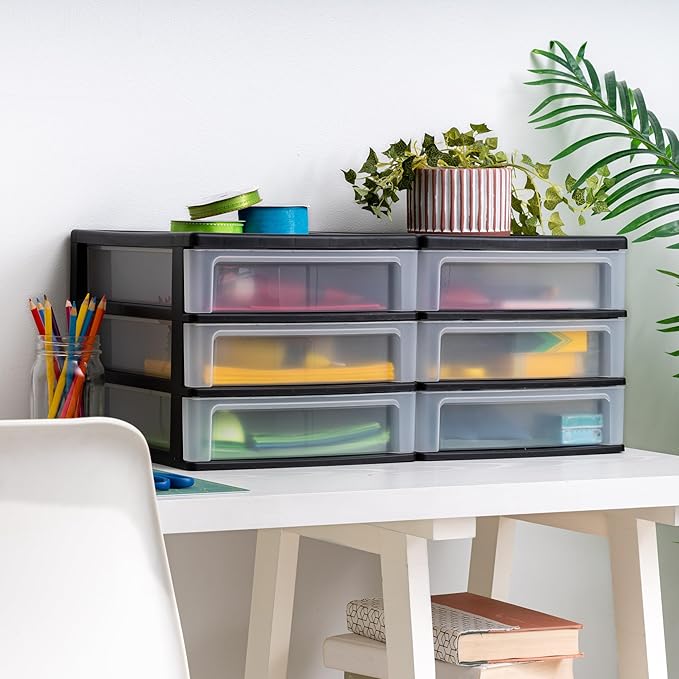 IRIS USA Plastic Stacking Desk Top 3-Drawer Storage Organizer, - Image 6