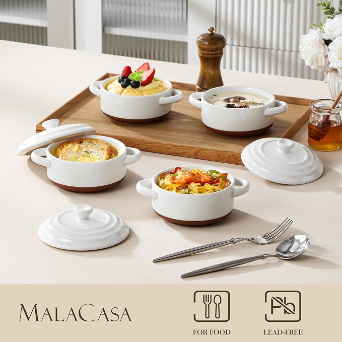 MALACASA Mini Cocotte Set - 12 OZ Small Casserole Dishes - Image 3