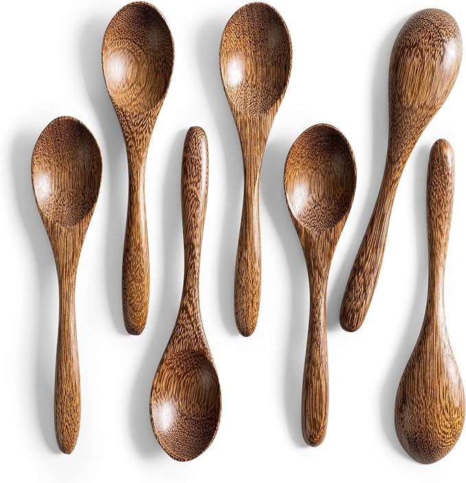 7 PCS Small Wooden Spoons, 5.8 Inch Honey Spoons by HEFILD