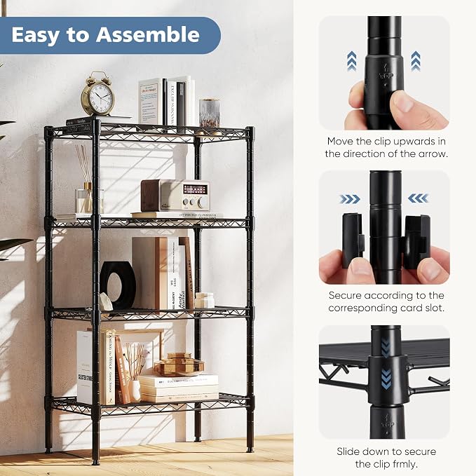 DUMOS 4-Tier Metal Wire Storage Shelves, Adjustable Standing Storage Rack Shelf - Image 5