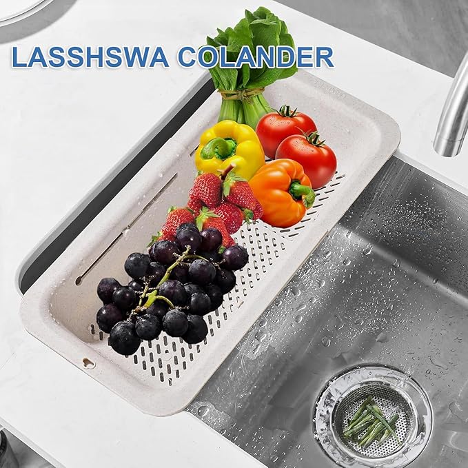 LASSHSWA Collapsible Colander for Kitchen, Over the Sink Strainer Basket for - Image 2