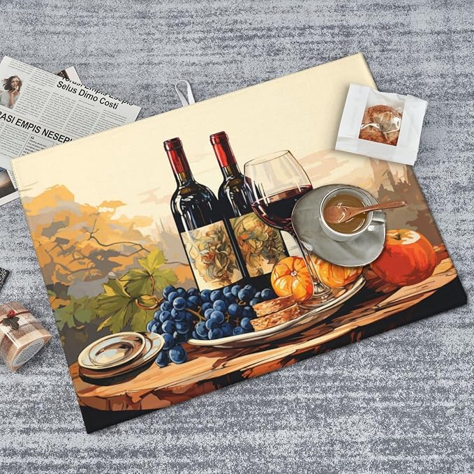 Art Wine Bottle Dish Drying Mat XL Microfiber Kitchen Drying Mat Large Dish - Image 5