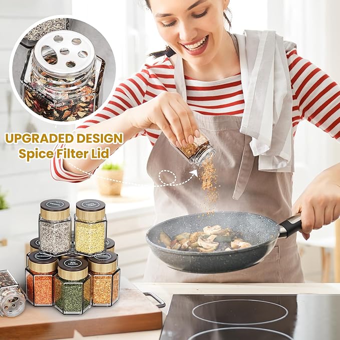Vetacsion Set of 18 Magnetic Glass Spice Tins - Image 6