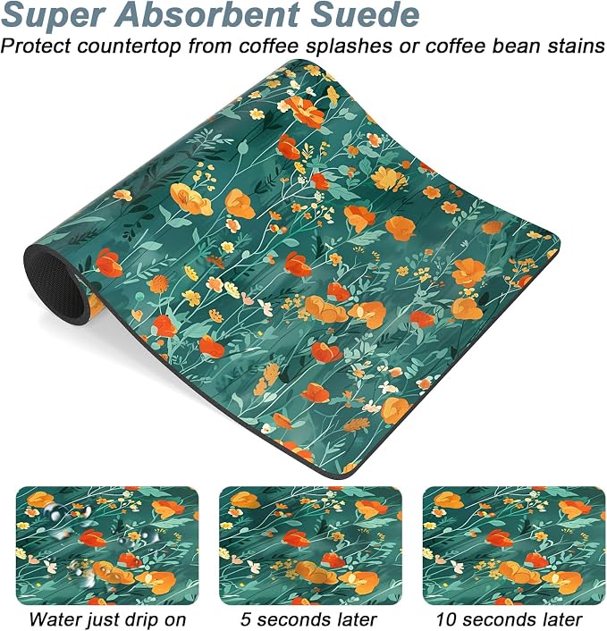 Rnivvi Coffee Mat, Hide Stain Rubber Backed Absorbent Dish Drying Pad - Image 3