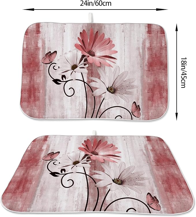 Floral Dish Drying Mat 18x24 Inches - Image 2