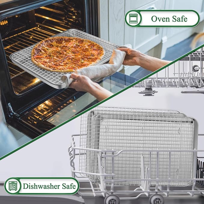 P&P CHEF 16 Inch Baking Sheet and Rack Set, Stainless Steel Cookie Sheets Oven - Image 6