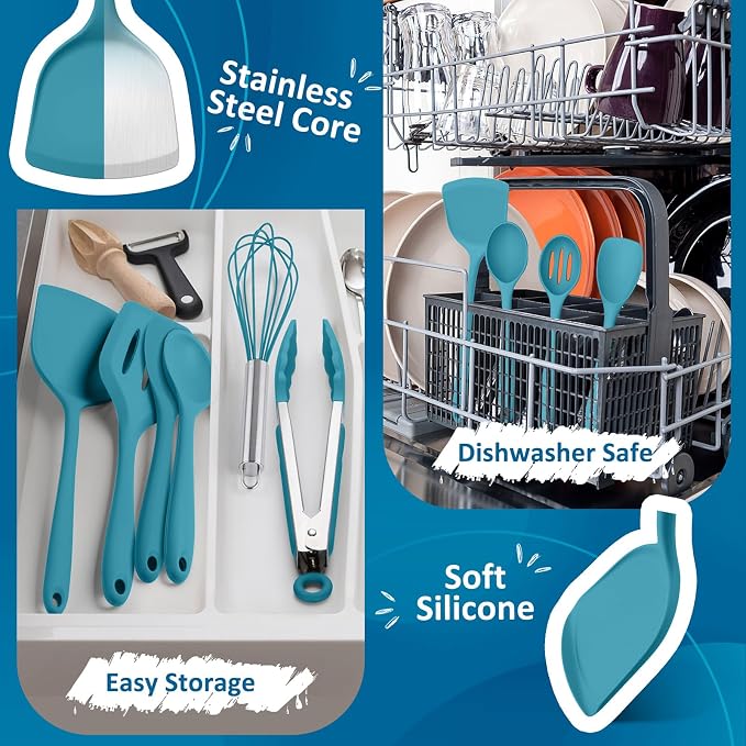Silicone Cooking Utensils Set of 10, Kitchen Utensils Set - Image 5