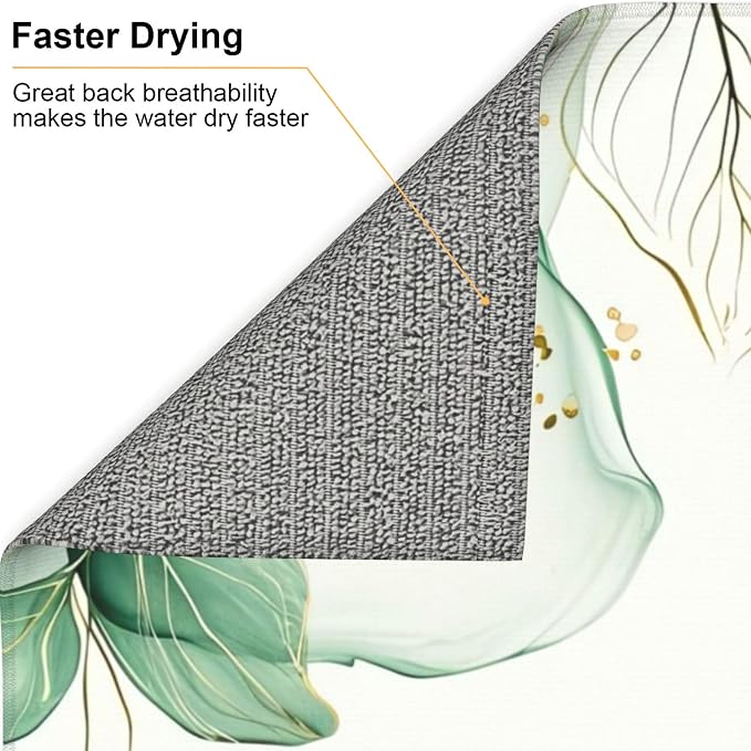 Watercolor Green Palm Leaves Dish Drying Mat 16x18 Inch, Microfiber Absorbent - Image 5