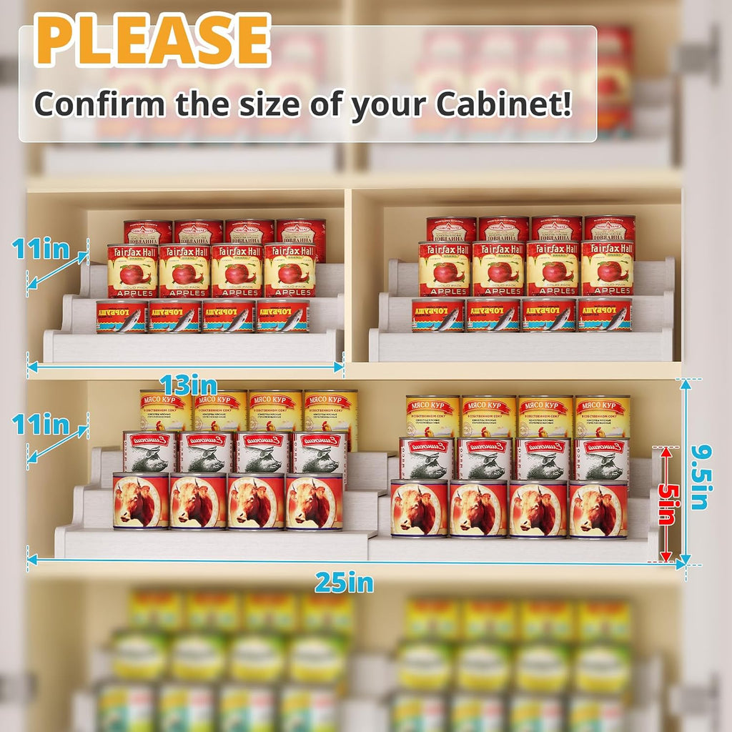 3-Tier Expandable Bamboo Can Organizer for Pantry, Holds 24 Cans