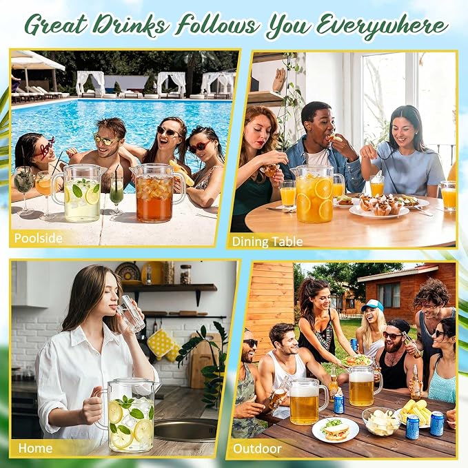 Tessco for you 12 Pcs Plastic Pitchers 60 Ounce Clear Restaurant Jug Large - Image 6